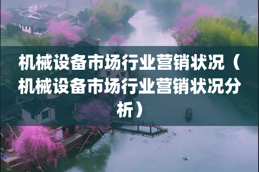 机械设备市场行业营销状况（机械设备市场行业营销状况分析）