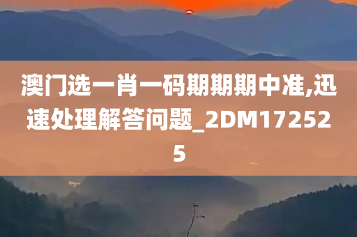 澳门选一肖一码期期期中准,迅速处理解答问题_2DM172525