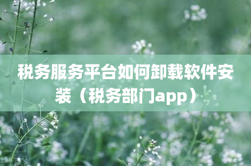 税务服务平台如何卸载软件安装（税务部门app）