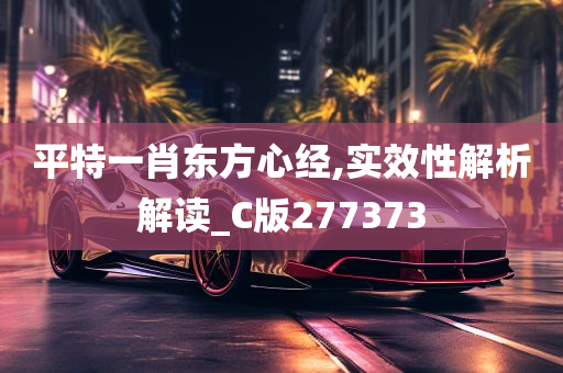 平特一肖东方心经,实效性解析解读_C版277373