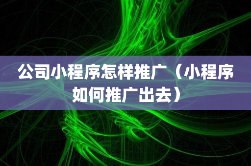 公司小程序怎样推广（小程序如何推广出去）