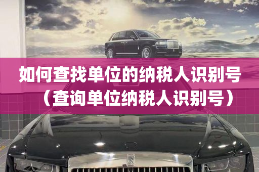 如何查找单位的纳税人识别号（查询单位纳税人识别号）