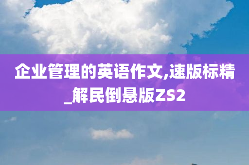 企业管理的英语作文,速版标精_解民倒悬版ZS2