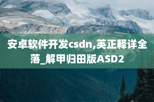 安卓软件开发csdn,英正释详全落_解甲归田版ASD2