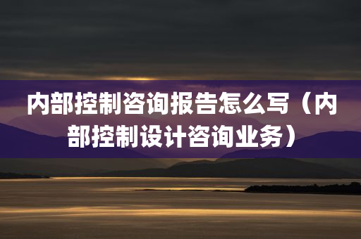 内部控制咨询报告怎么写（内部控制设计咨询业务）