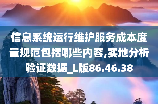 信息系统运行维护服务成本度量规范包括哪些内容,实地分析验证数据_L版86.46.38