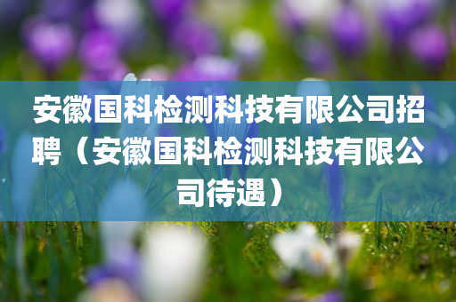 安徽国科检测科技有限公司招聘（安徽国科检测科技有限公司待遇）