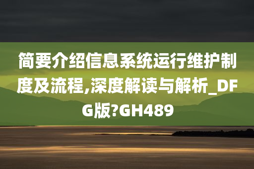 简要介绍信息系统运行维护制度及流程,深度解读与解析_DFG版?GH489