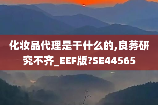 化妆品代理是干什么的,良莠研究不齐_EEF版?SE44565