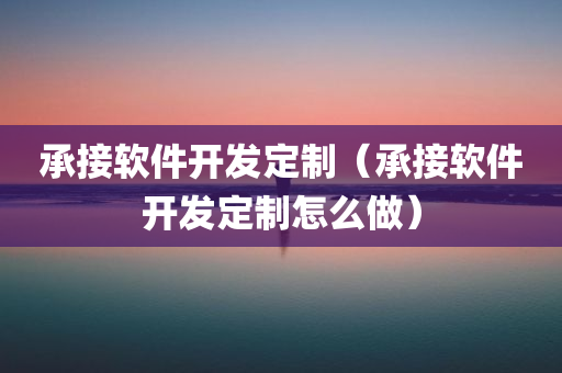 承接软件开发定制（承接软件开发定制怎么做）