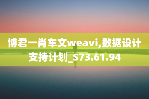 博君一肖车文weavi,数据设计支持计划_S73.61.94