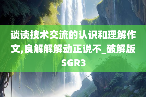 谈谈技术交流的认识和理解作文,良解解解动正说不_破解版SGR3