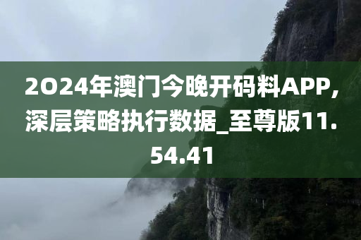 2O24年澳门今晚开码料APP,深层策略执行数据_至尊版11.54.41