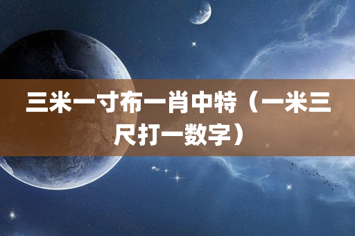 三米一寸布一肖中特（一米三尺打一数字）