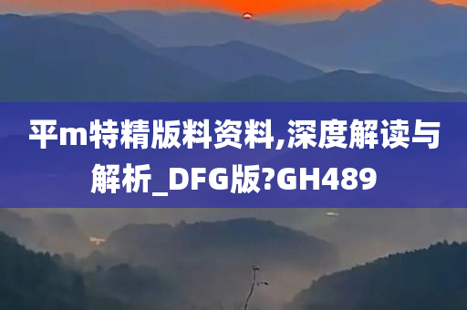 平m特精版料资料,深度解读与解析_DFG版?GH489