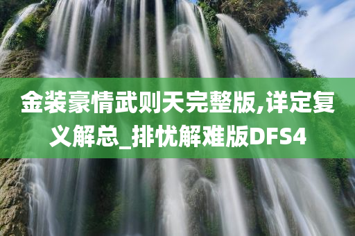 金装豪情武则天完整版,详定复义解总_排忧解难版DFS4