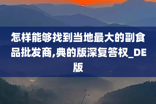 怎样能够找到当地最大的副食品批发商,典的版深复答权_DE版