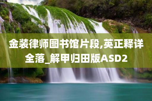 金装律师图书馆片段,英正释详全落_解甲归田版ASD2