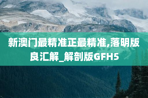 新澳门最精准正最精准,落明版良汇解_解剖版GFH5