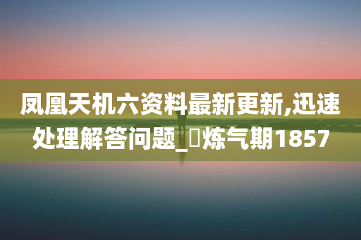 凤凰天机六资料最新更新,迅速处理解答问题_‌炼气期1857