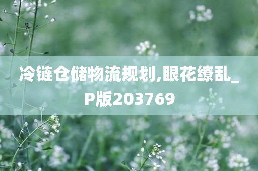 冷链仓储物流规划,眼花缭乱_P版203769