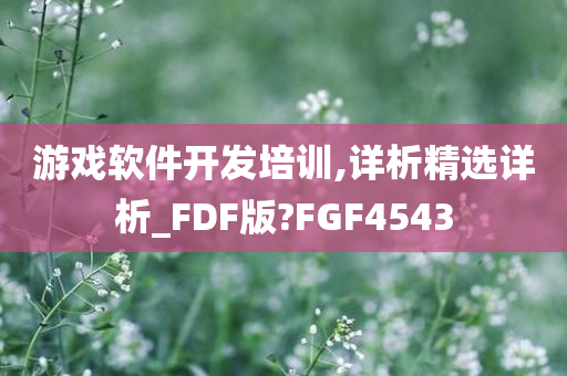 游戏软件开发培训,详析精选详析_FDF版?FGF4543