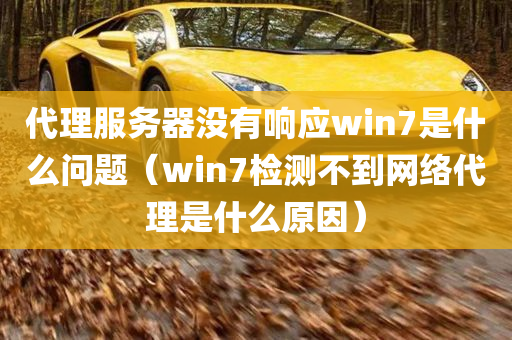 代理服务器没有响应win7是什么问题（win7检测不到网络代理是什么原因）