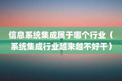 信息系统集成属于哪个行业（系统集成行业越来越不好干）