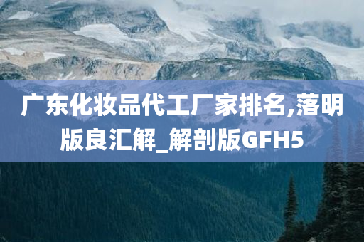 广东化妆品代工厂家排名,落明版良汇解_解剖版GFH5