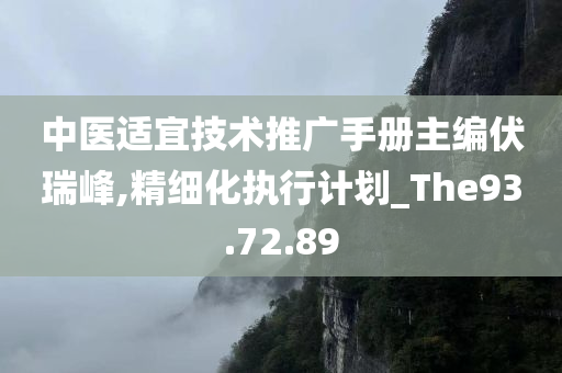 中医适宜技术推广手册主编伏瑞峰,精细化执行计划_The93.72.89